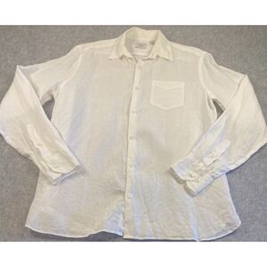 Baird McNutt Murano Mens White Linen Long Sleeve Button Down Shirt Size M *NWOT